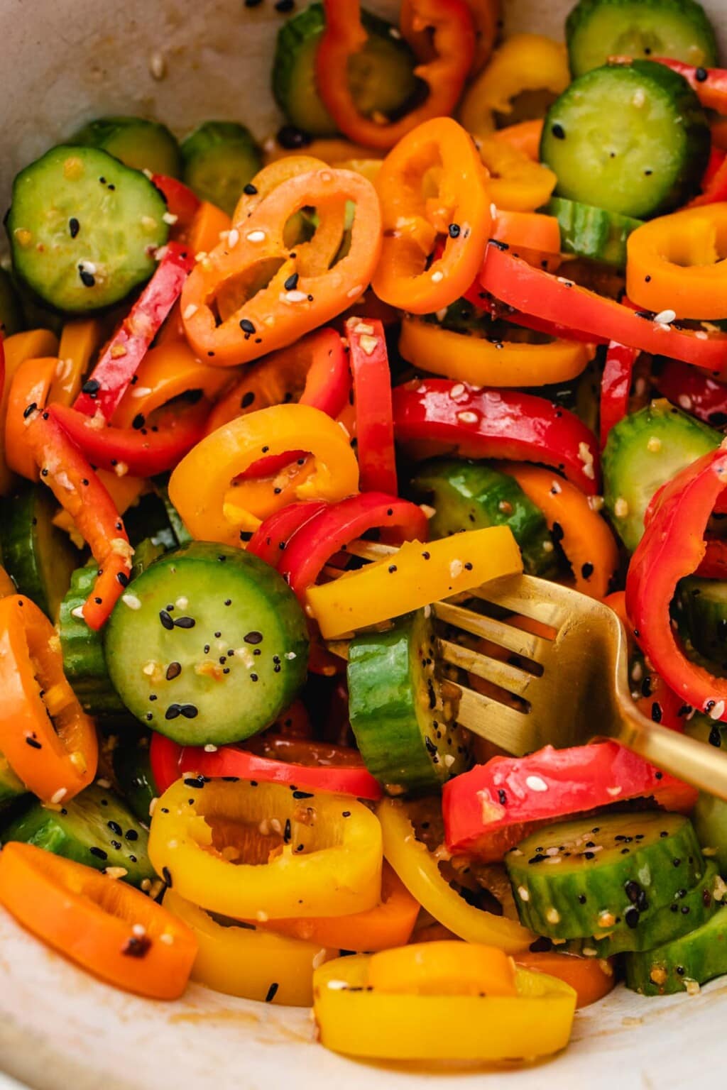 Viral TikTok Cucumber & Bell Pepper Salad | Healthy Little Peach