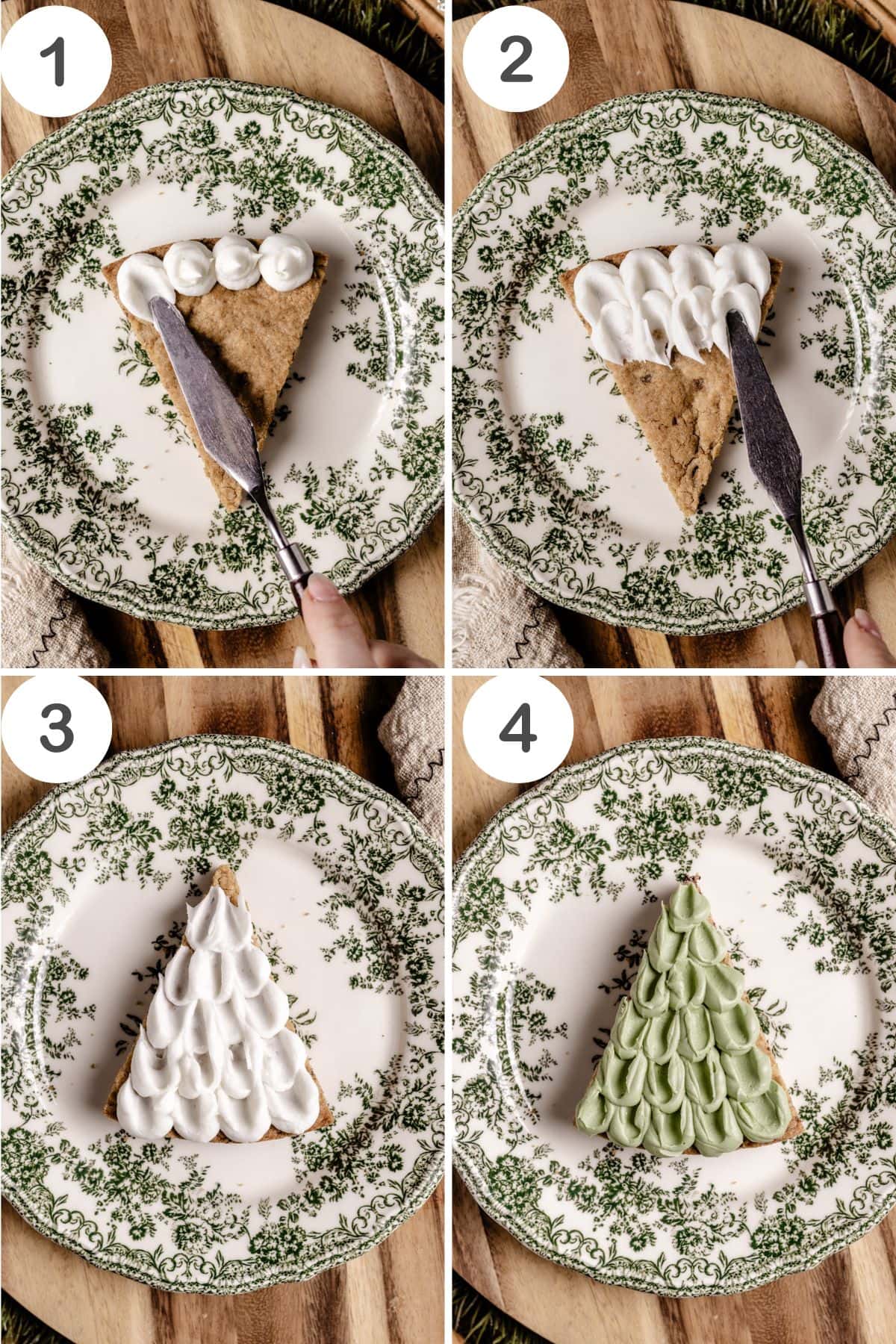 numbered step by step photos showing how to decorate the gluten free christmas cookies