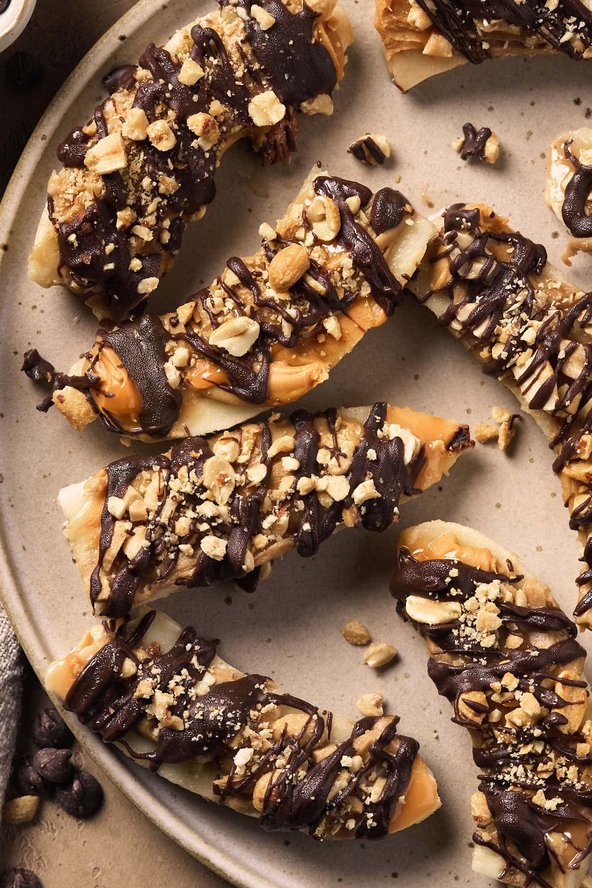 frozen bananas smothered in peanut butter and chocolate.