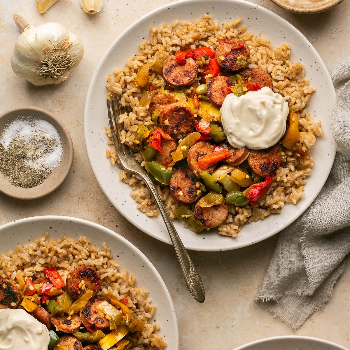Chicken Apple Sausage and Rice Bowls | Healthy Little Peach
