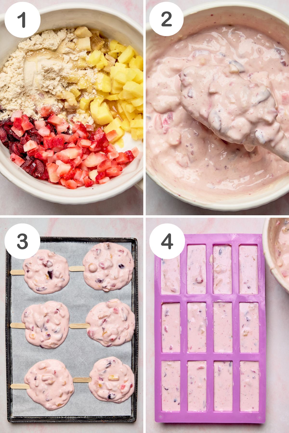 numbered step by step photos showing how to make dilly bars
