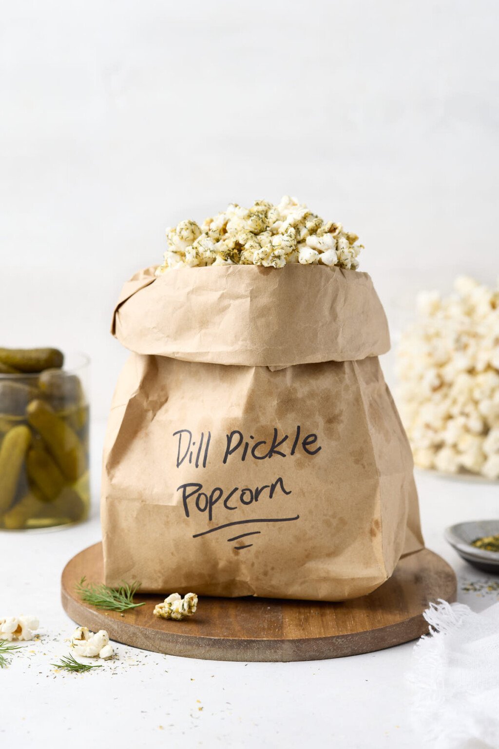 Easy Homemade Dill Pickle Popcorn Recipe | Healthy Little Peach