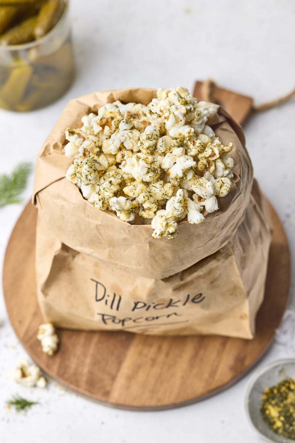 Easy Homemade Dill Pickle Popcorn Recipe | Healthy Little Peach