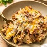 a slice of hamburger potato casserole recipe on a plate