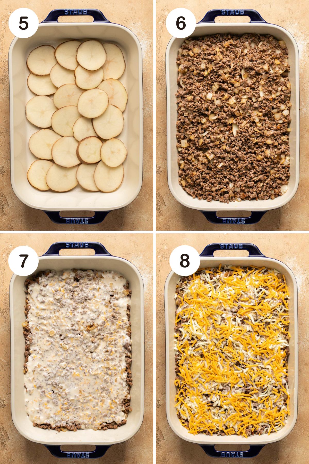 photos showing how to assemble the casserole