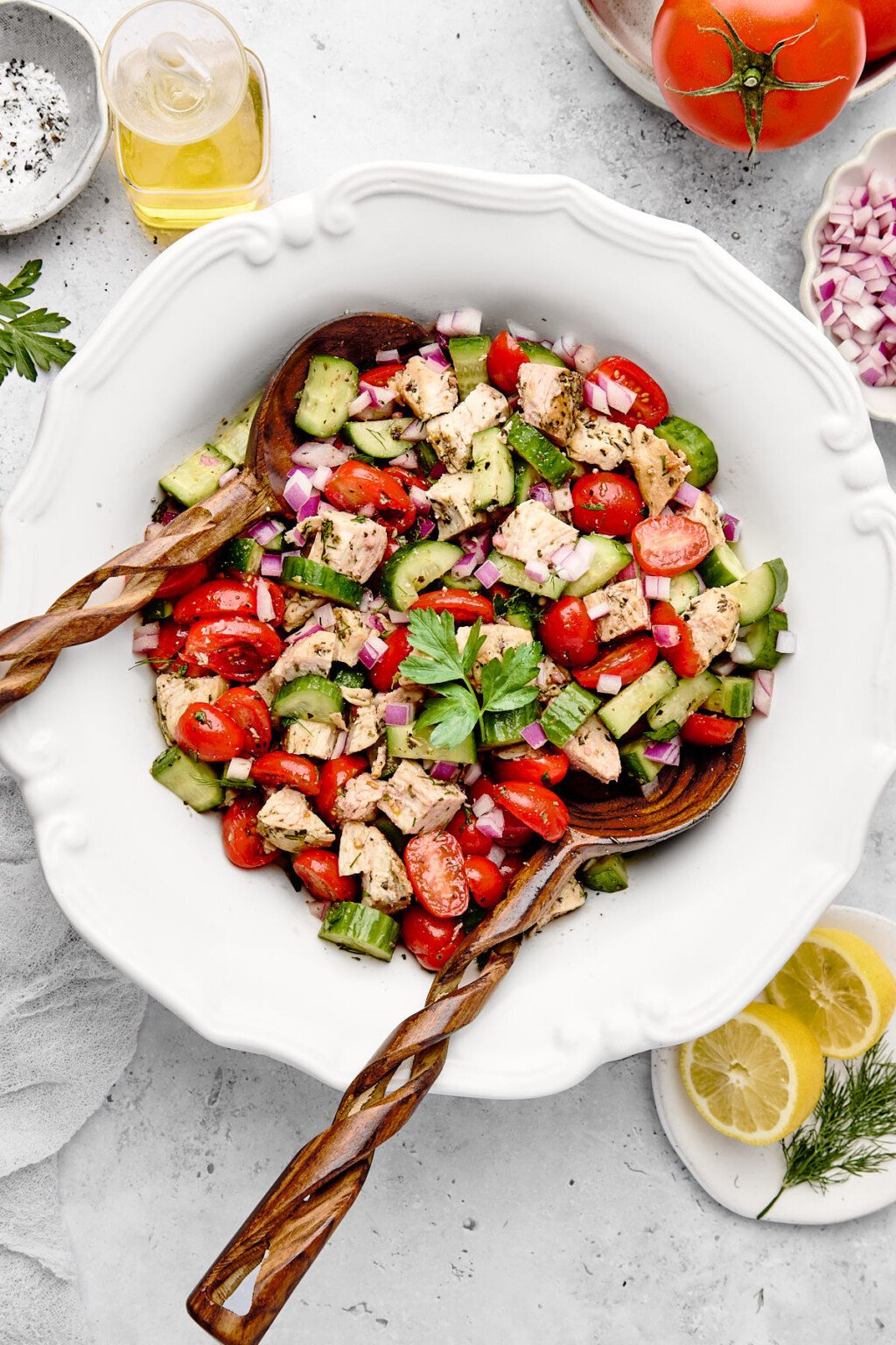 Chicken Cucumber And Tomato Salad Recipe Healthy Little Peach