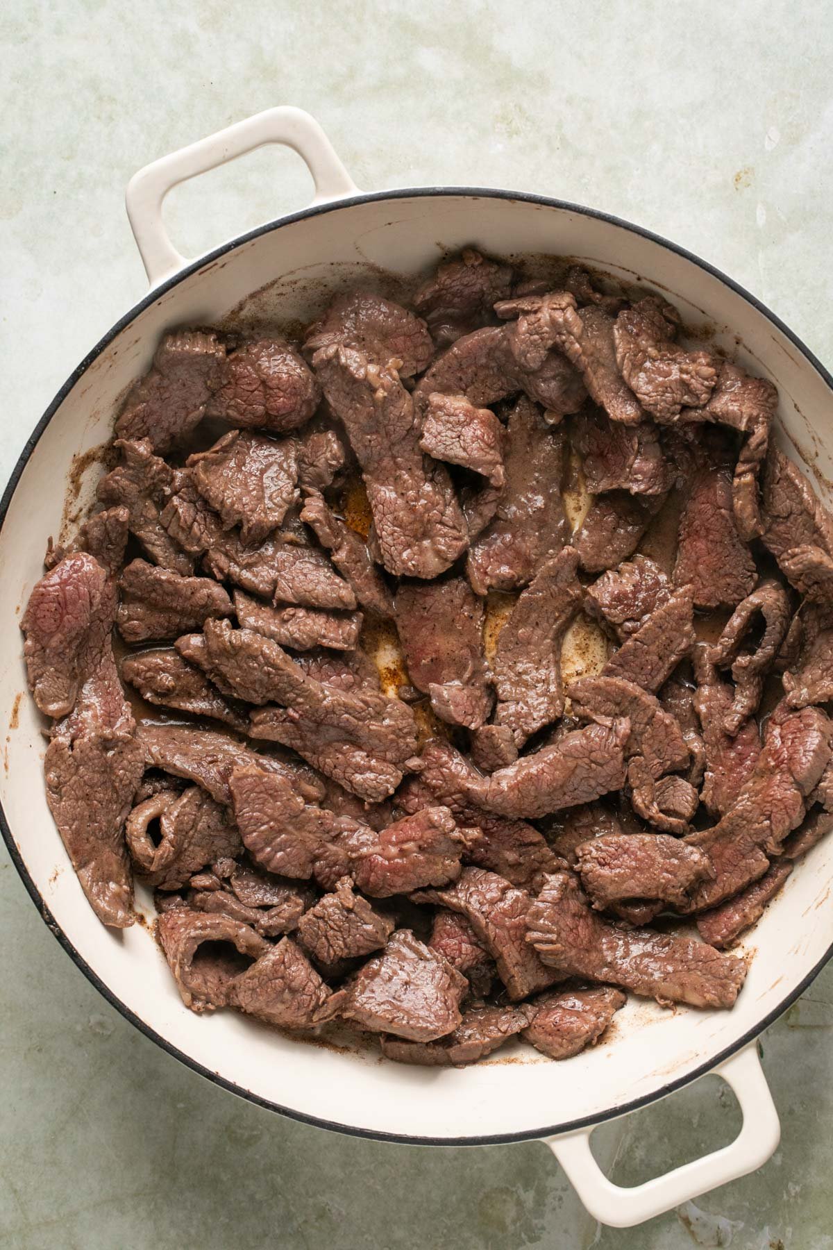 steak in a large skillet