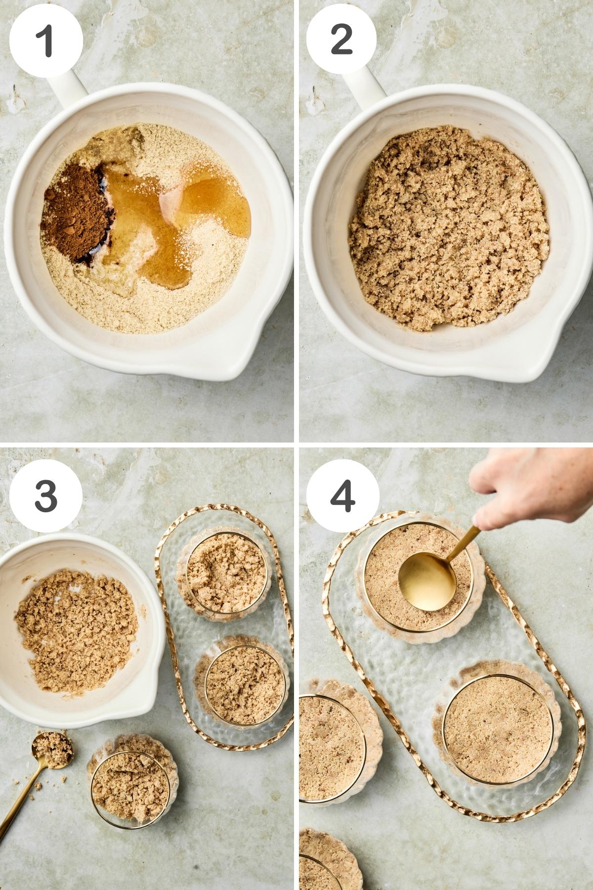 numbered step by step photos showing how to prepare the crust