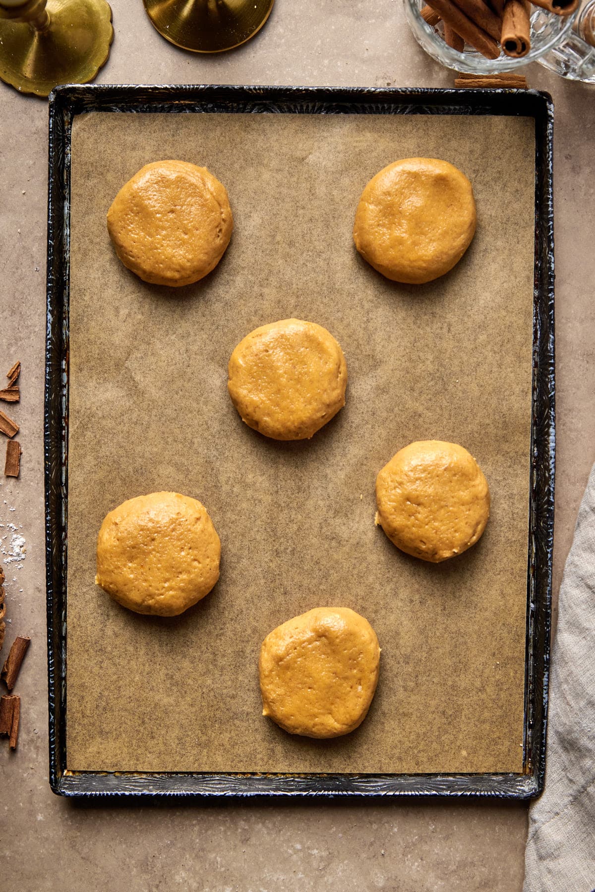 raw cookie dough on a baking sheet 