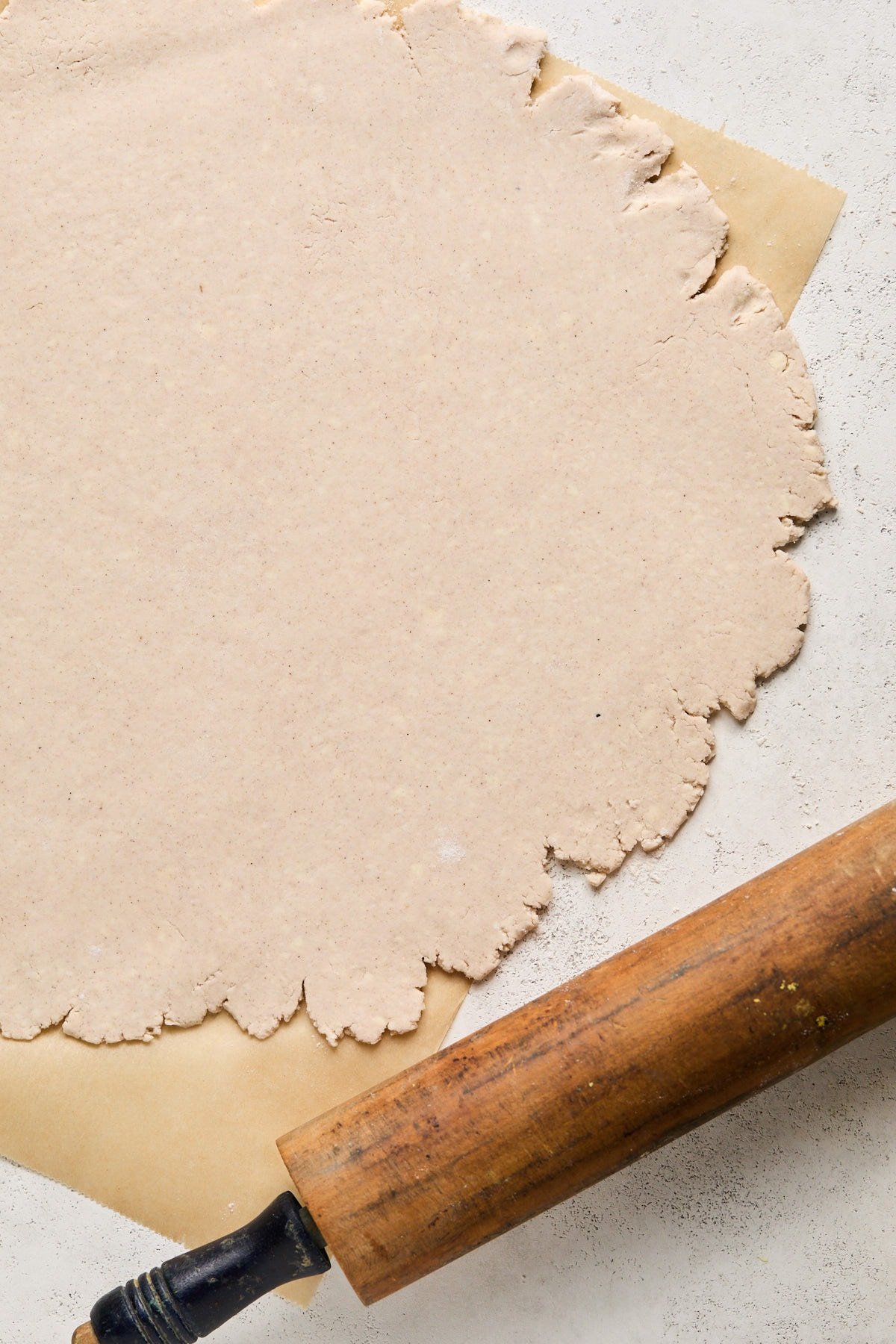 gluten-free pie dough rolled out 