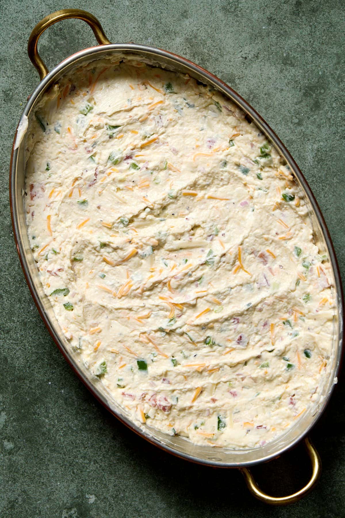 dip spread out into a baking dish. 