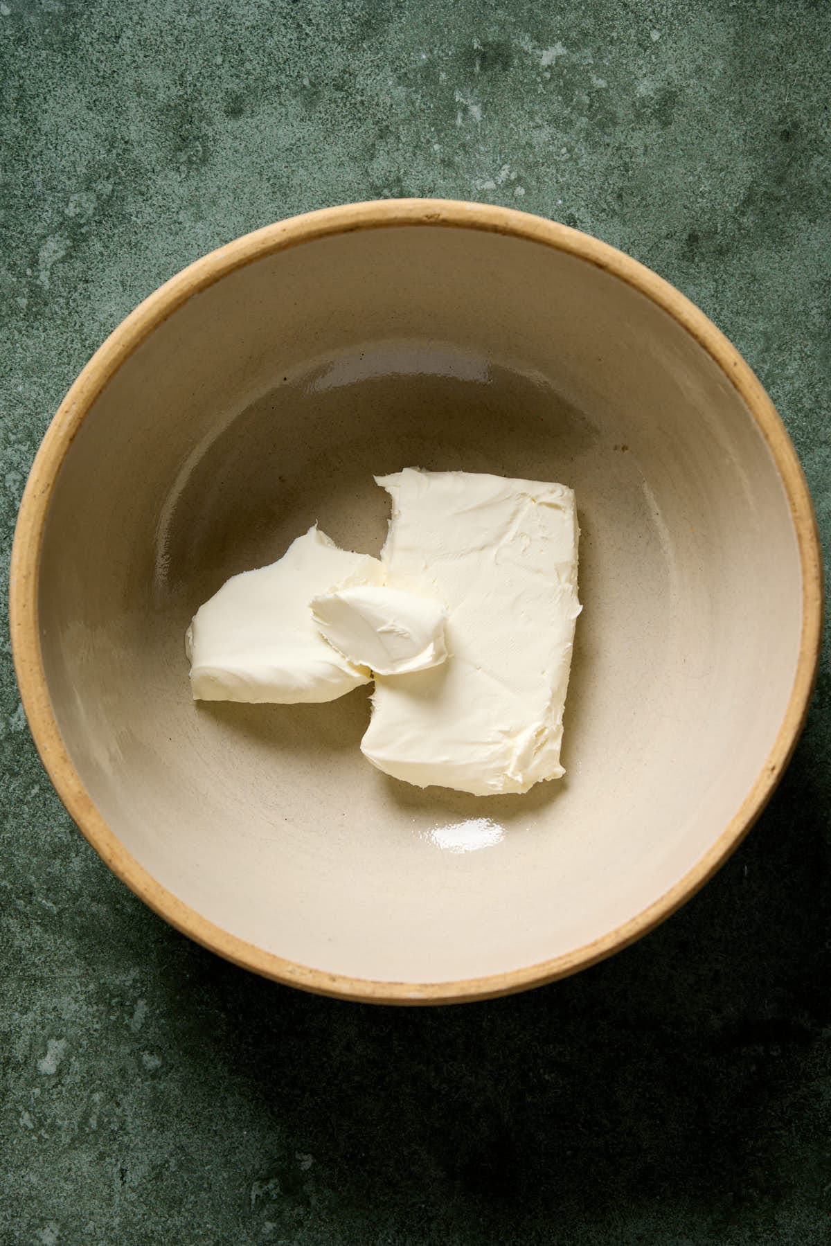 cream cheese and mayo in a mixing bowl. 