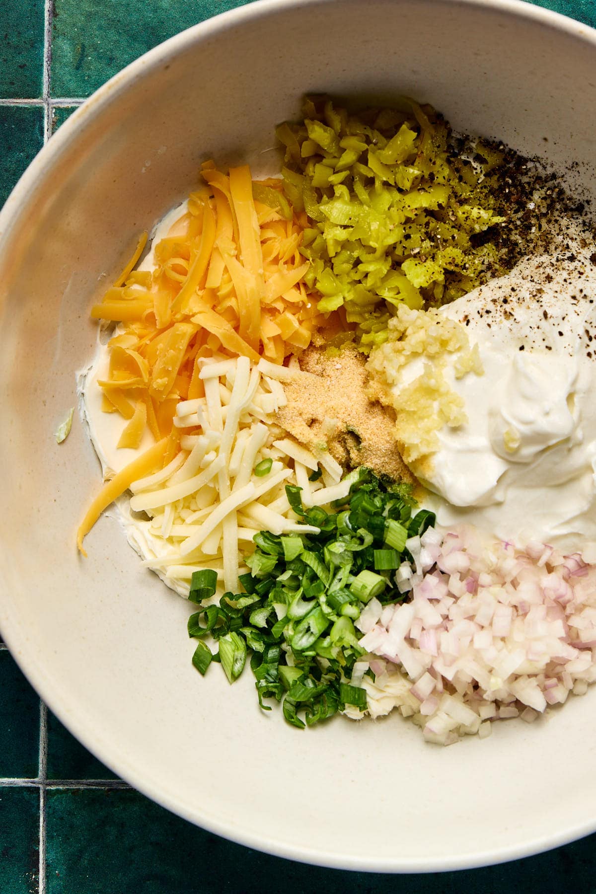 chopped ingredients in a large bowl