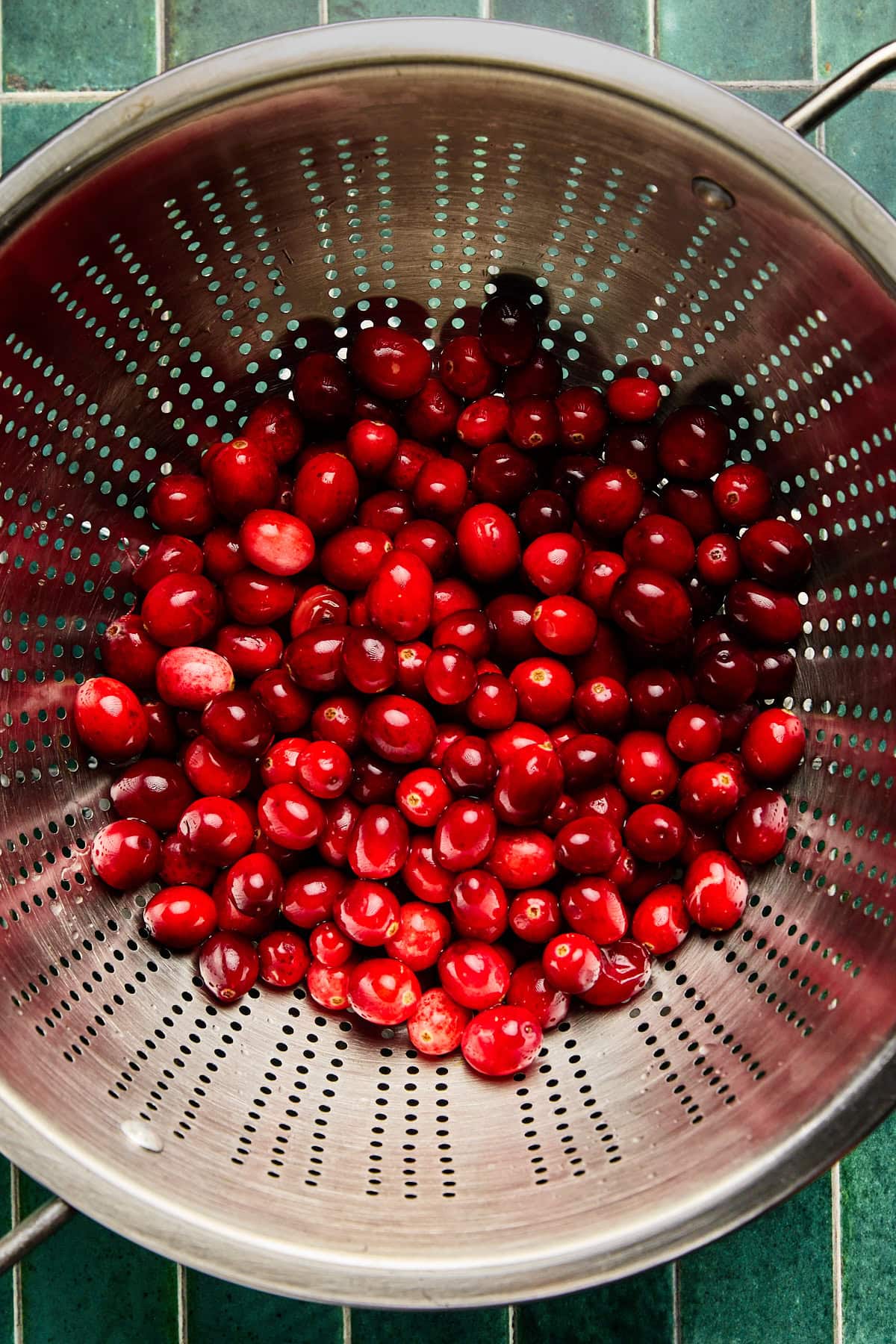 cranberries in a collander