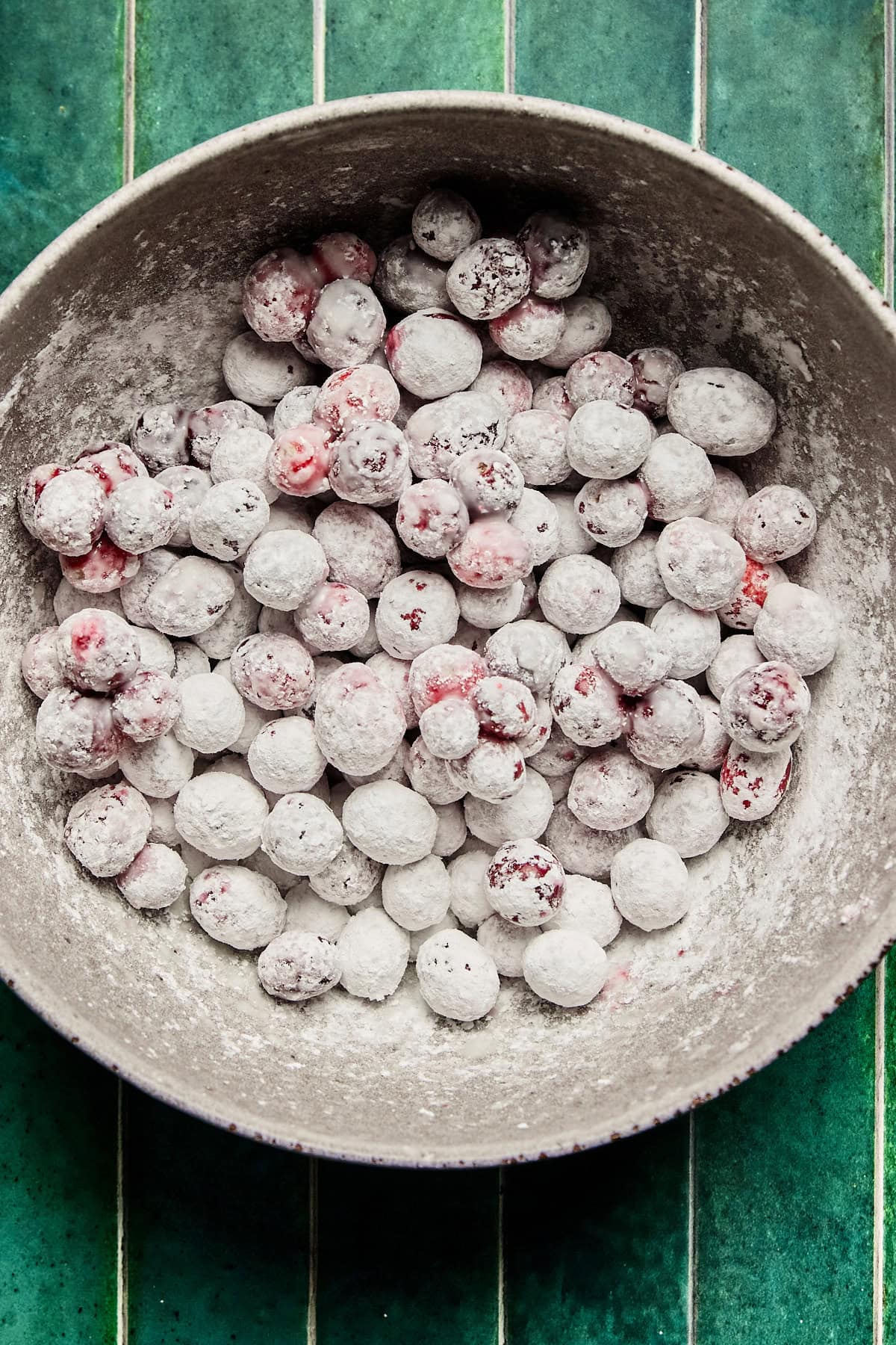 cranberries coated in powdered sugar