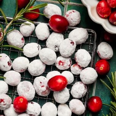 candied cranberries on a wire rack