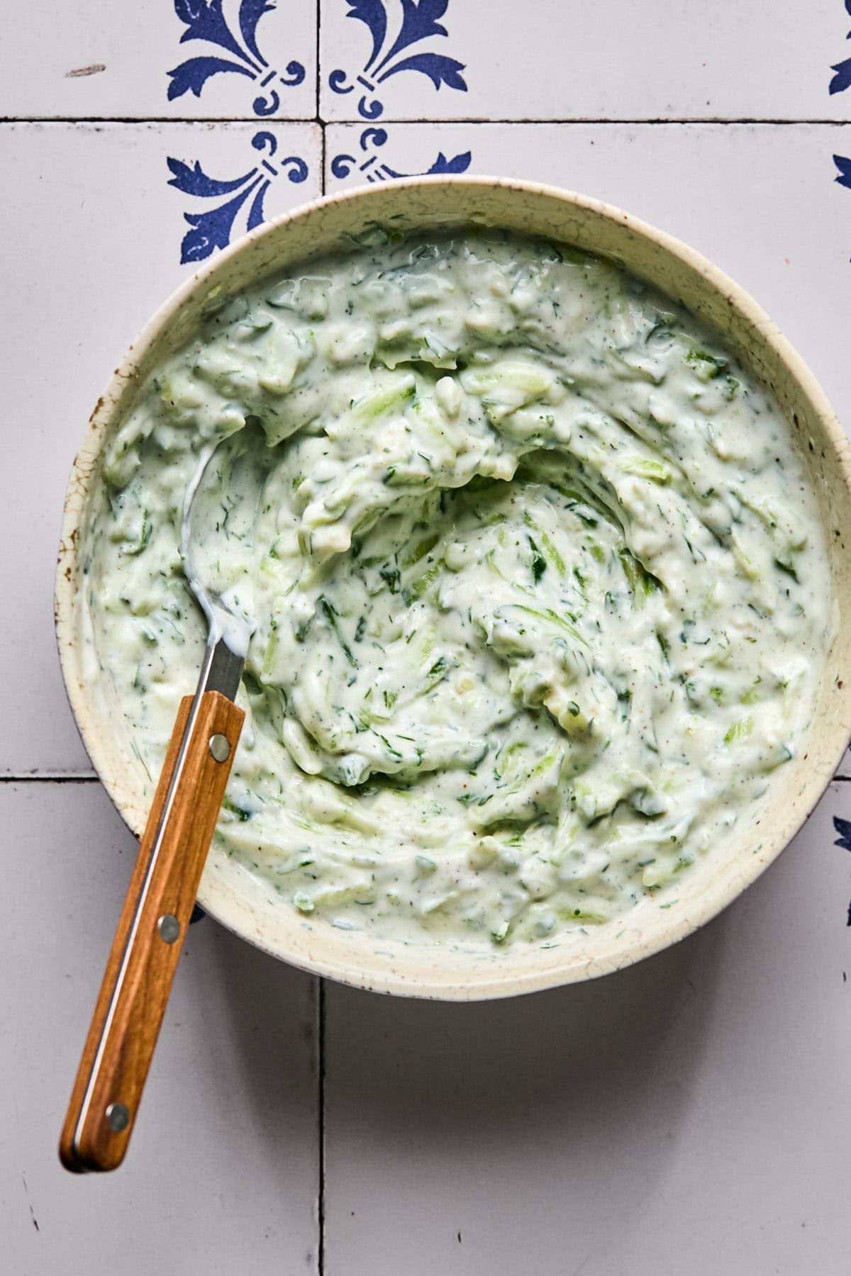 tzatziki sauce in a bowl 