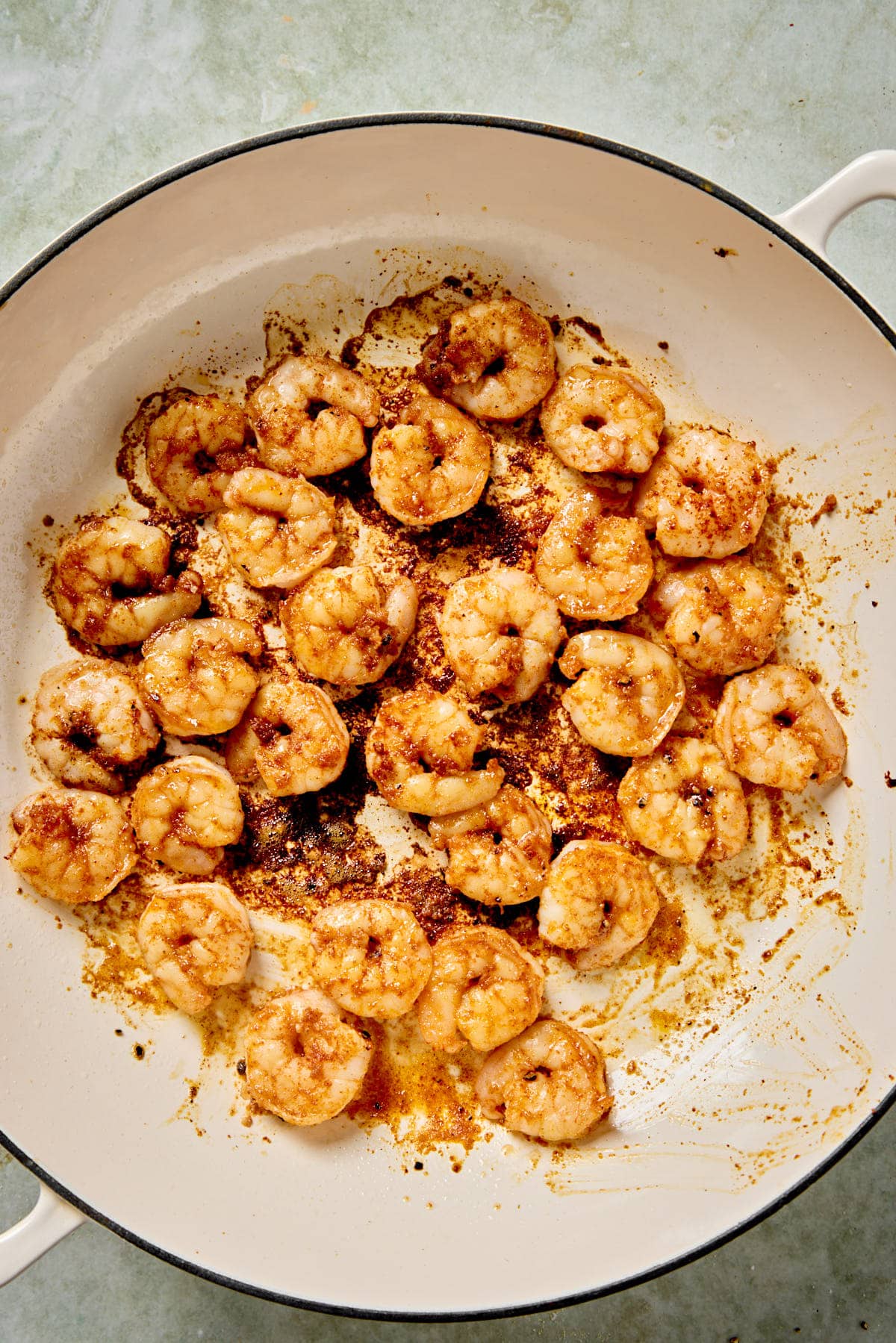 cooked shrimp in a skillet