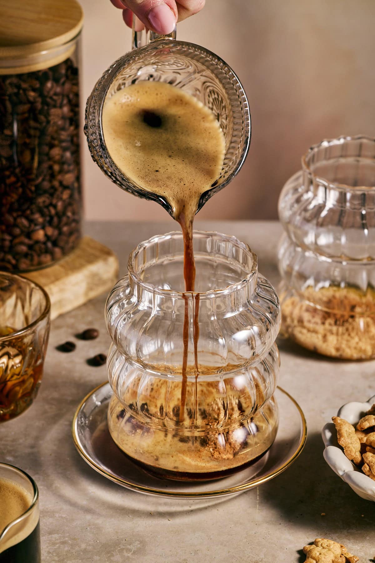 espresso honey and sugar in a glass