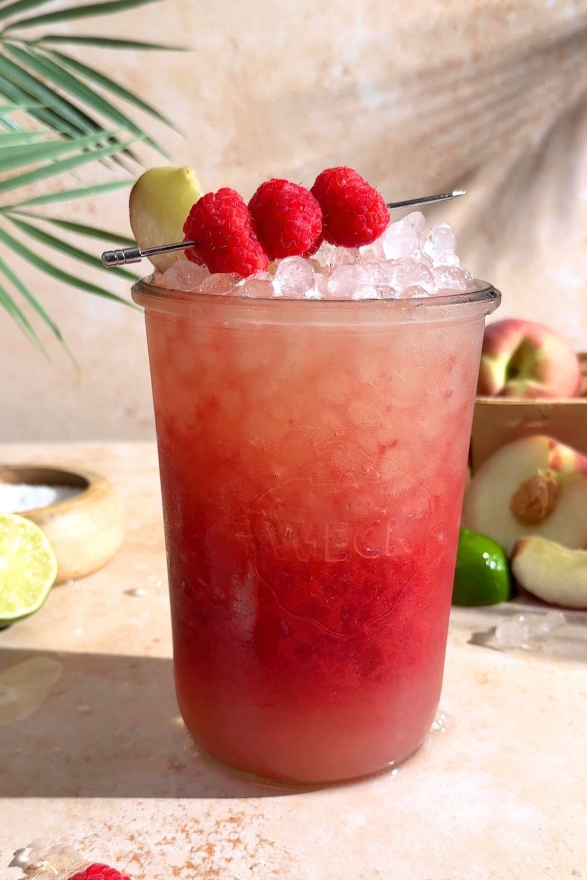 white peach raspberry all natural gatorade in a jar.