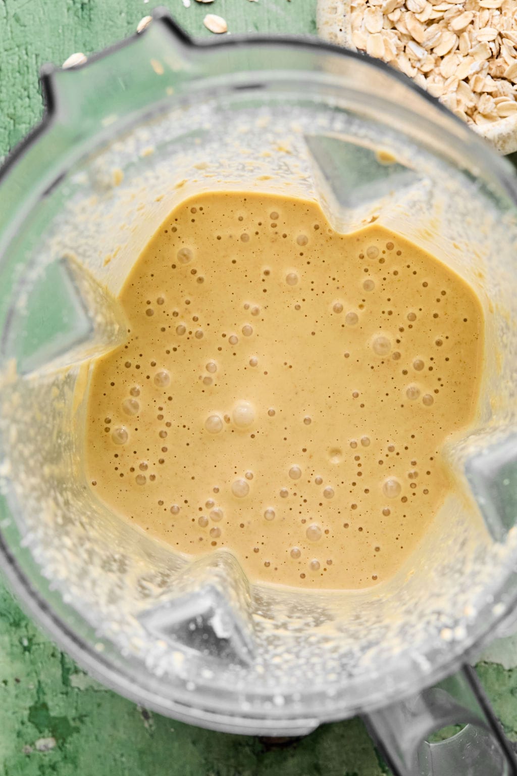 Gingerbread pancake batter in a high-speed blender.